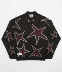Butter Goods Star Polo Knit Sweatshirt in Black