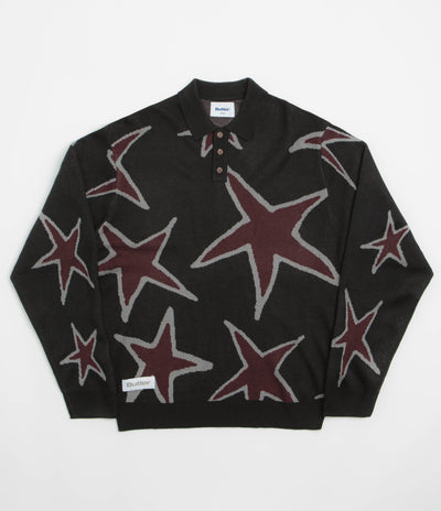 Butter Goods Star Polo Knit Sweatshirt in Black