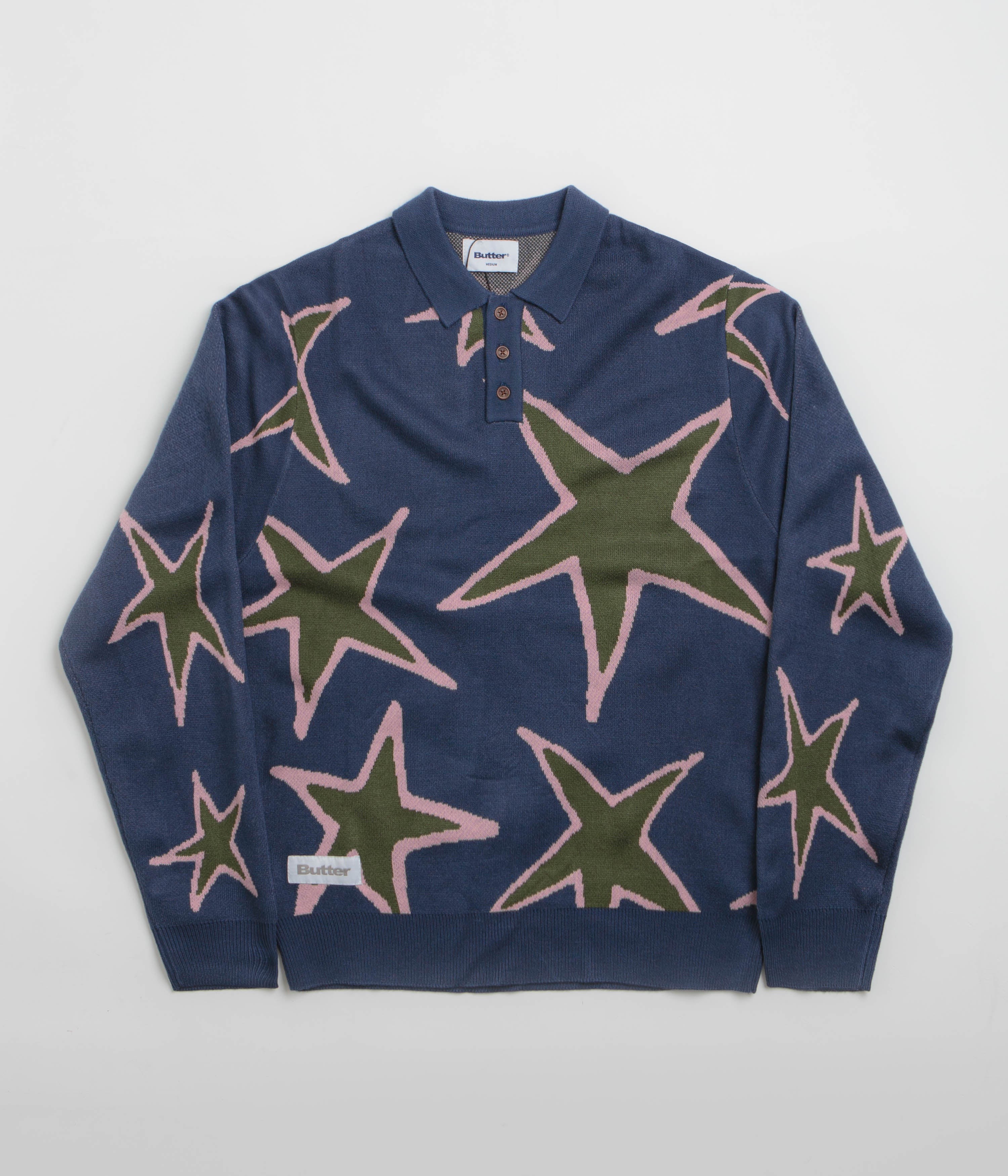 Butter Goods Star Polo Knit Sweatshirt in Prussian
