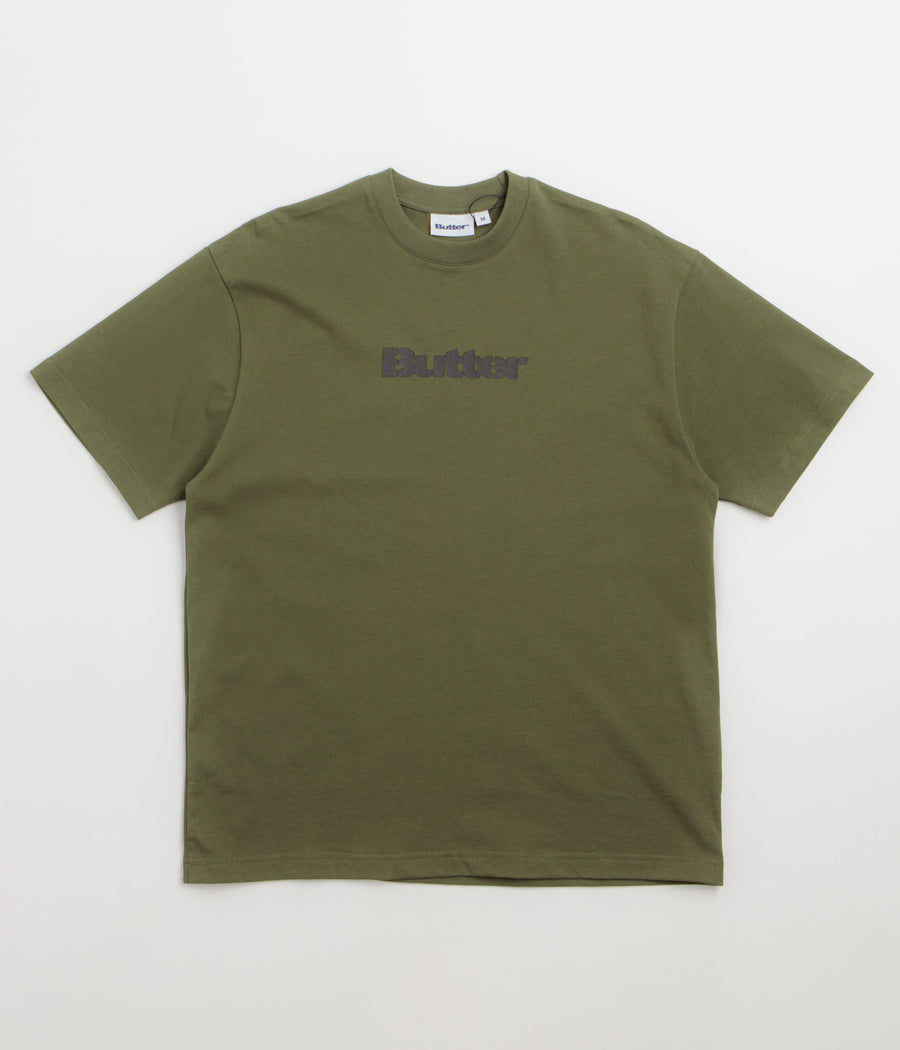 Butter Goods Stencil Logo T-Shirt in Army