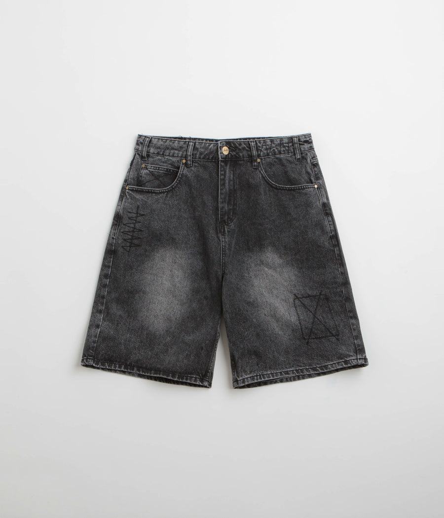 Butter Goods Stitch Denim Shorts in Distressed Grey