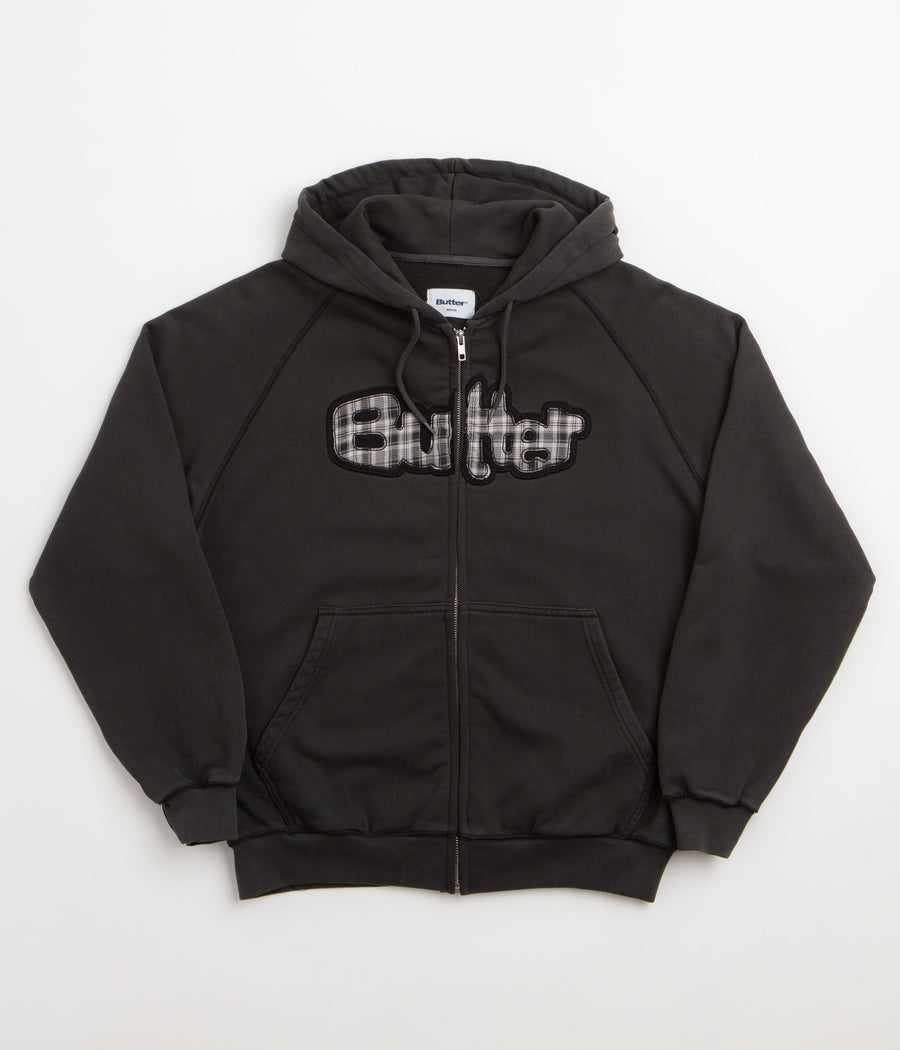 Butter Goods Stretch Zip-Thru Hoodie - Washed Black