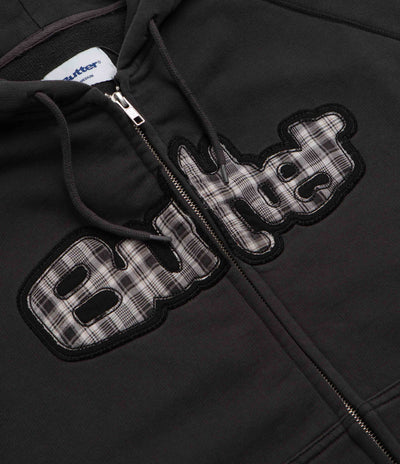 Butter Goods Stretch Zip-Thru Hoodie - Washed Black