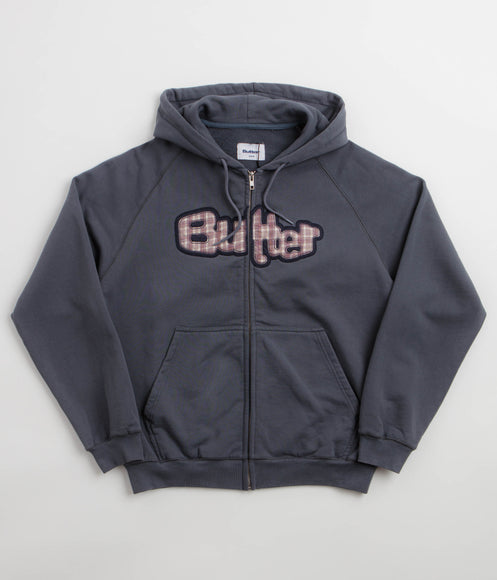 Butter Goods Stretch Zip-Thru Hoodie - Washed Navy