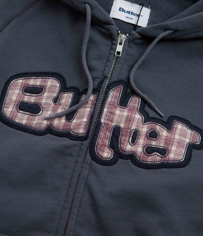 Butter Goods Stretch Zip-Thru Hoodie - Washed Navy
