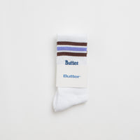 Butter Goods Stripe Socks in White and Purple thumbnail