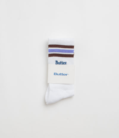 Butter Goods Stripe Socks in White and Purple