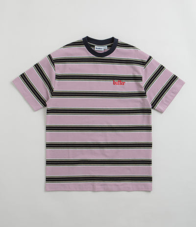 Butter Goods Stripe T-Shirt in Black and Berry