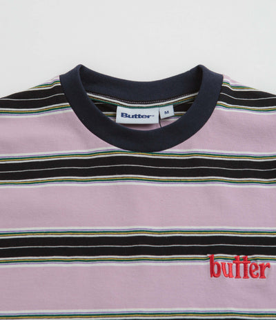 Butter Goods Stripe T-Shirt in Black and Berry