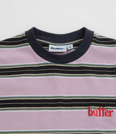 Butter Goods Stripe T-Shirt - Black / Berry