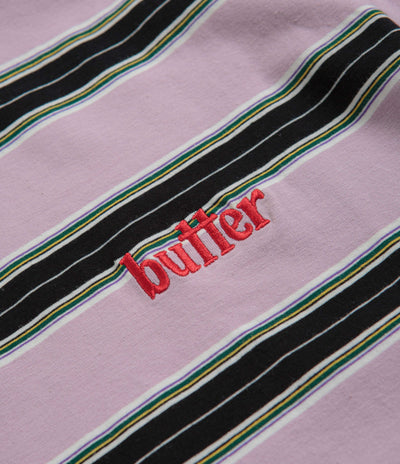 Butter Goods Stripe T-Shirt in Black and Berry