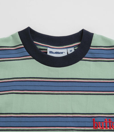 Butter Goods Stripe T-Shirt in Ice and Blue