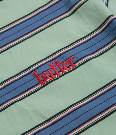 Butter Goods Stripe T-Shirt in Ice and Blue