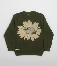Butter Goods Sunflower Knit Sweatshirt in Army
