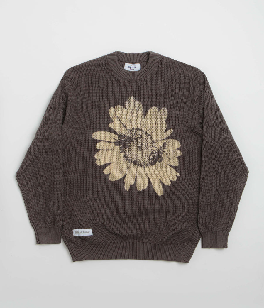 Butter Goods Sunflower Knit Sweatshirt in Charcoal