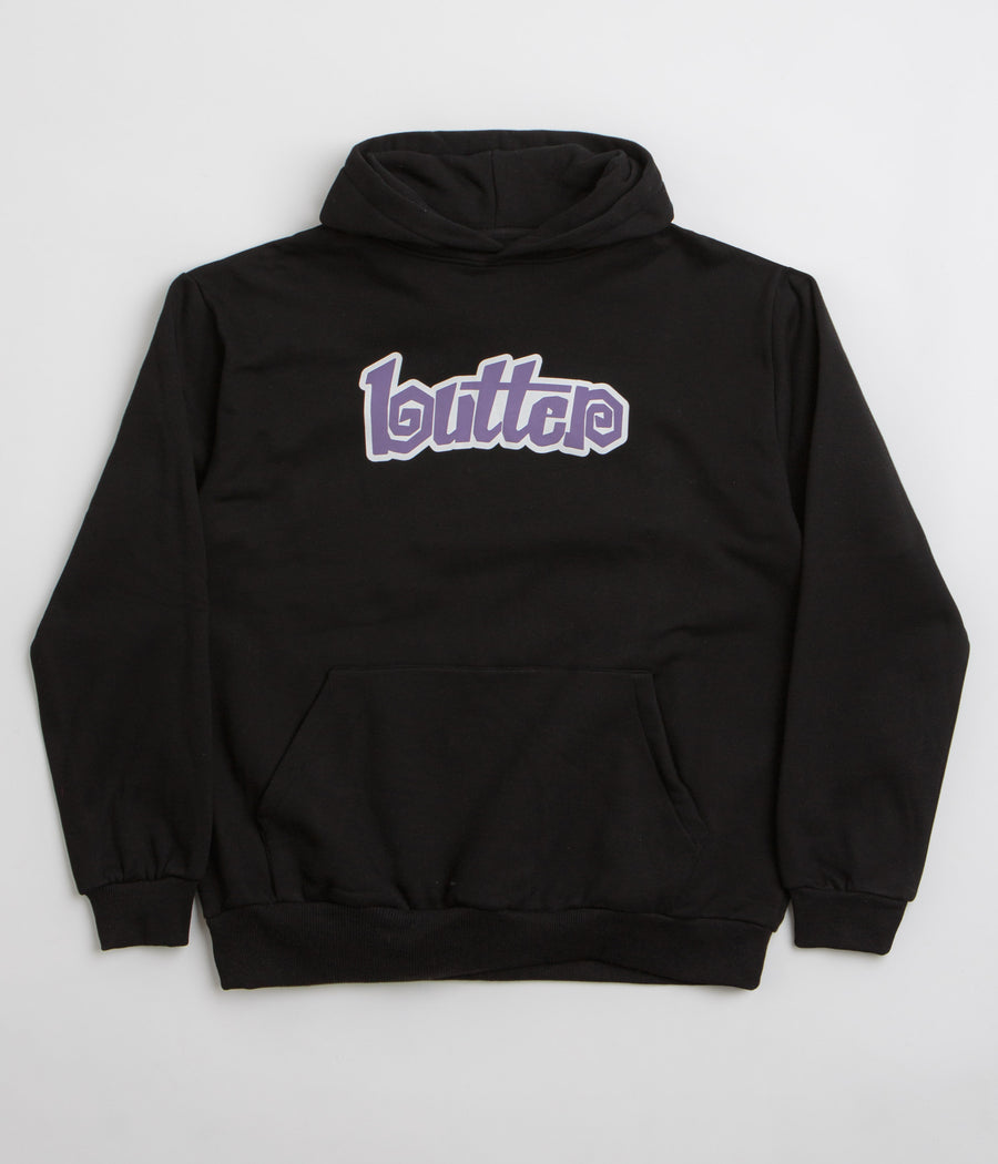 Butter Goods Swirl Hoodie in Black and Purple