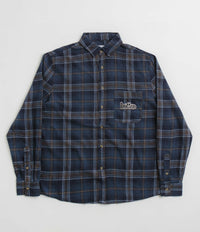 Butter Goods Swirl Plaid Shirt in Navy and White