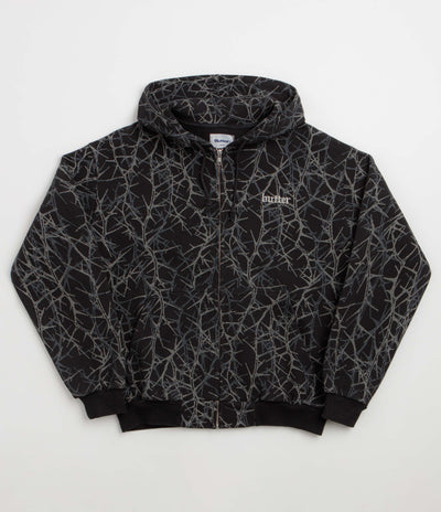 Butter Goods Thorn Camo Waffle Zip-Thru Hoodie in Black