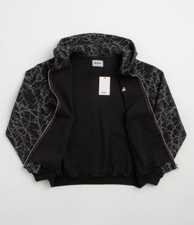 Butter Goods Thorn Camo Waffle Zip-Thru Hoodie in Black