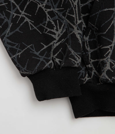 Butter Goods Thorn Camo Waffle Zip-Thru Hoodie in Black