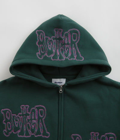 Butter Goods Tour Zip-Thru Hoodie in Dark Green