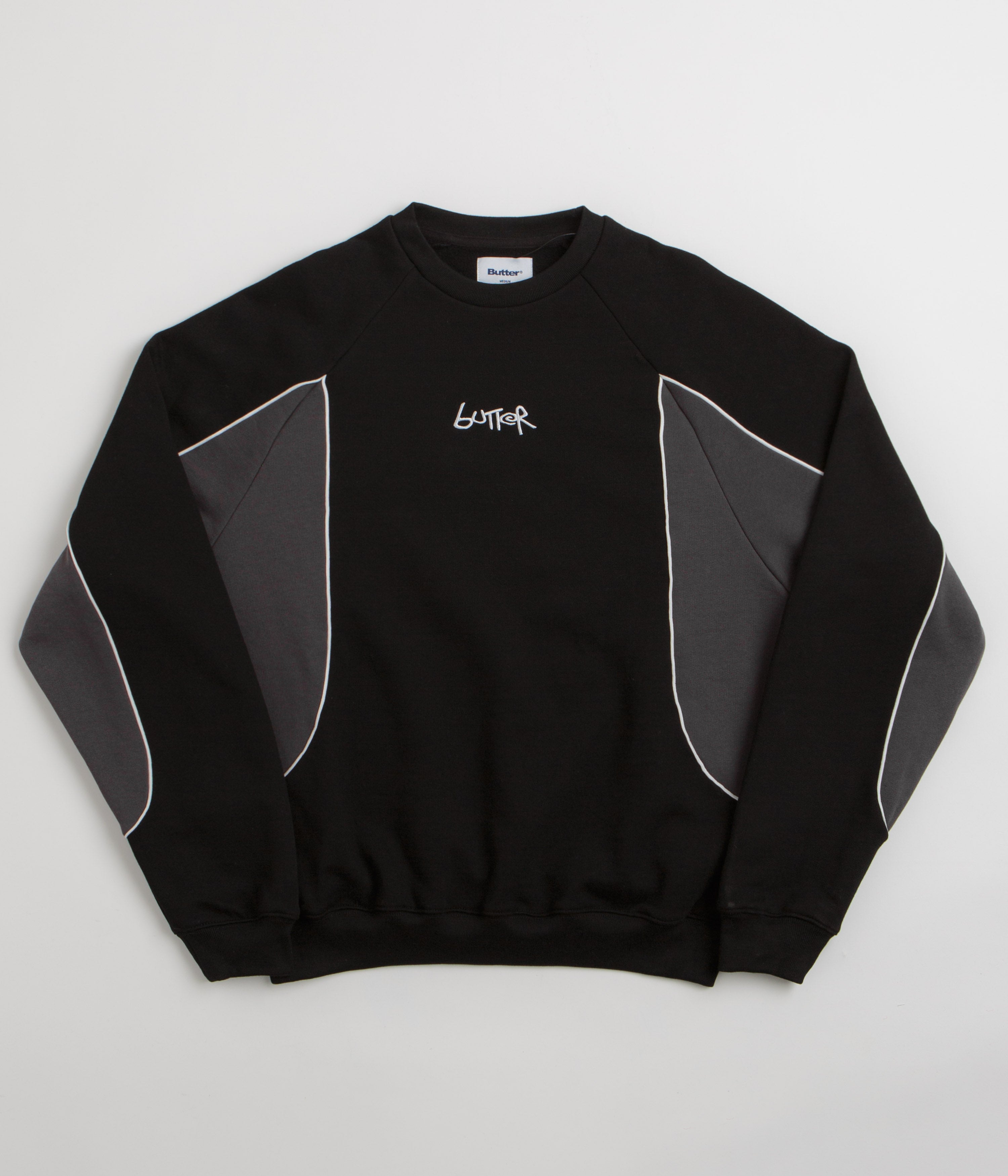 Butter Goods Tread Crewneck Sweatshirt - Black / Charcoal