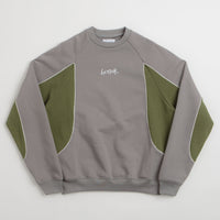 Butter Goods Tread Crewneck Sweatshirt in Concrete and Moss thumbnail