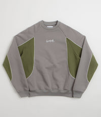 Butter Goods Tread Crewneck Sweatshirt in Concrete and Moss