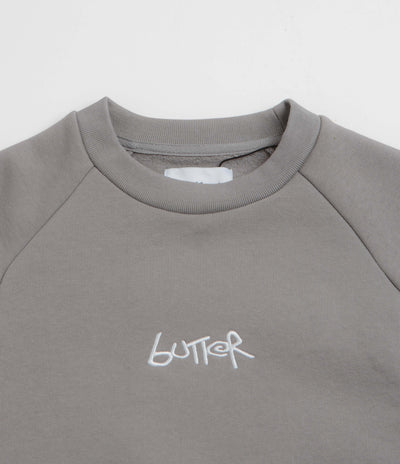 Butter Goods Tread Crewneck Sweatshirt in Concrete and Moss