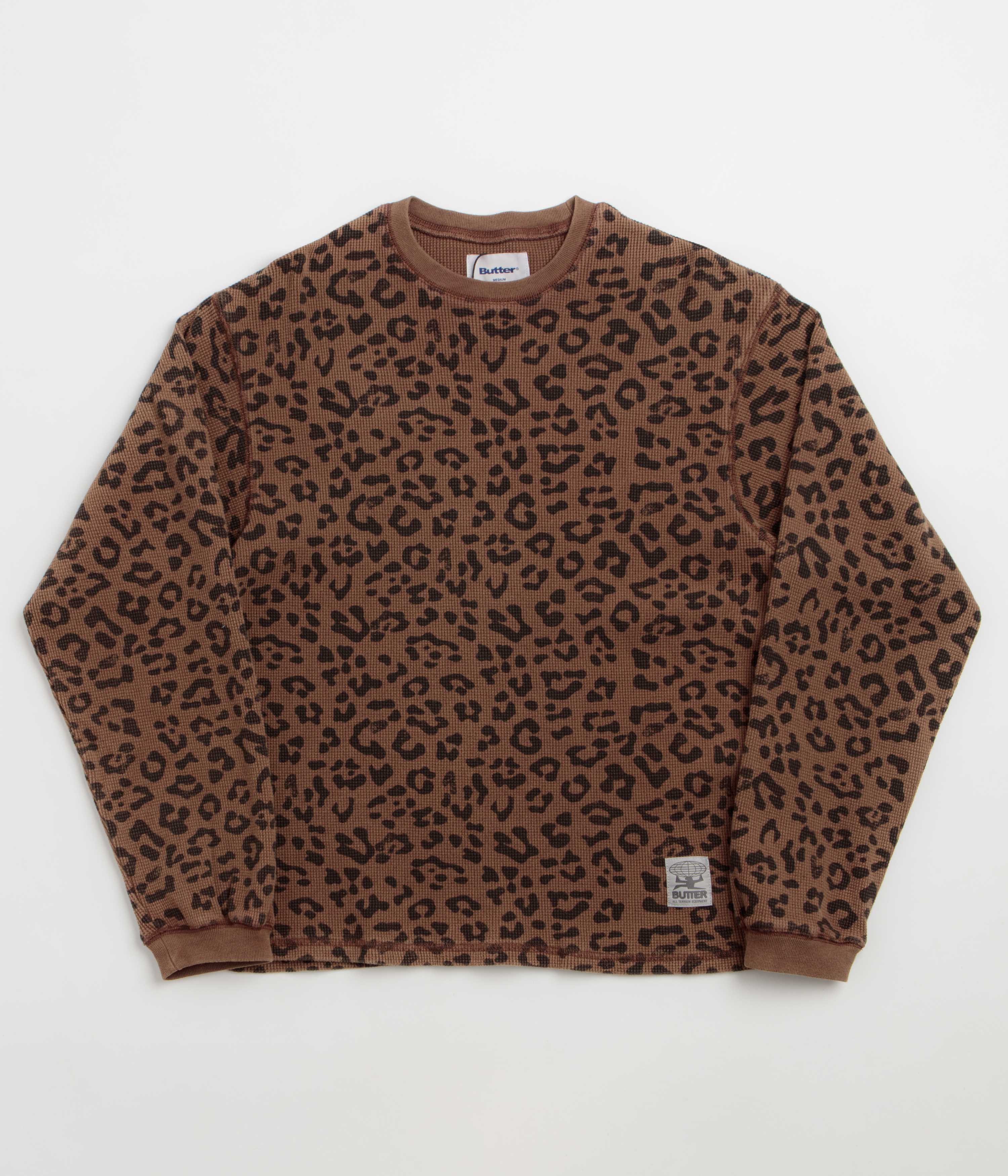 Butter Goods Waffle Long Sleeve T-Shirt in Leopard