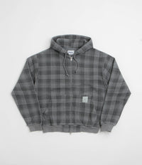 Butter Goods Waffle Zip-Thru Hoodie in Grey Plaid