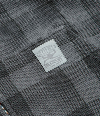 Butter Goods Waffle Zip-Thru Hoodie - Grey Plaid