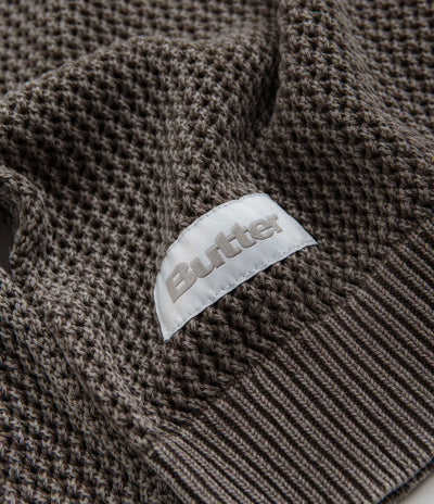 Butter Goods Washed Knitted Sweatshirt in Washed Brown