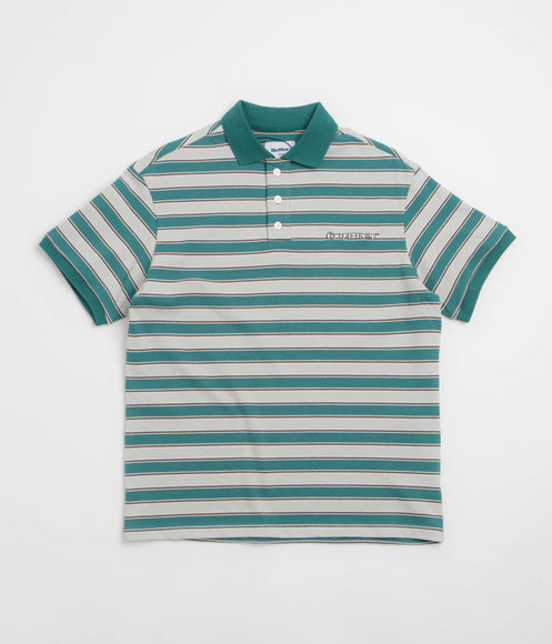 Butter Goods Witness Stripe Polo Shirt - Grey / Teal