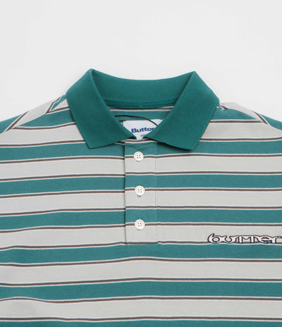 Butter Goods Witness Stripe Polo Shirt - Grey / Teal