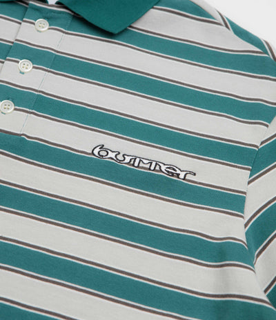 Butter Goods Witness Stripe Polo Shirt - Grey / Teal
