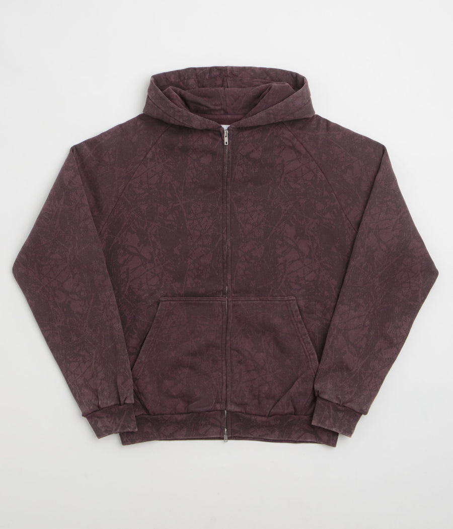 Butter Goods Woods Camo Zip-Thru Hoodie - Washed Burgundy