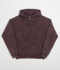 Butter Goods Woods Camo Zip-Thru Hoodie in Washed Burgundy