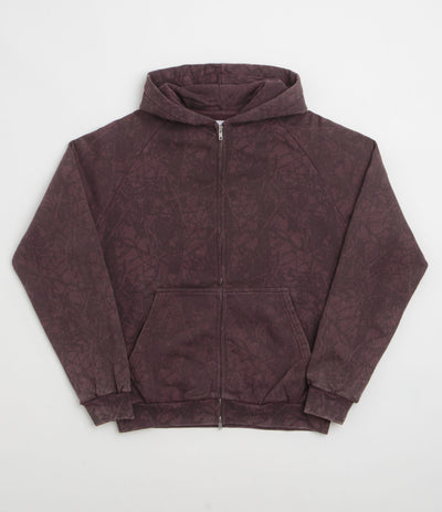 Butter Goods Woods Camo Zip-Thru Hoodie - Washed Burgundy