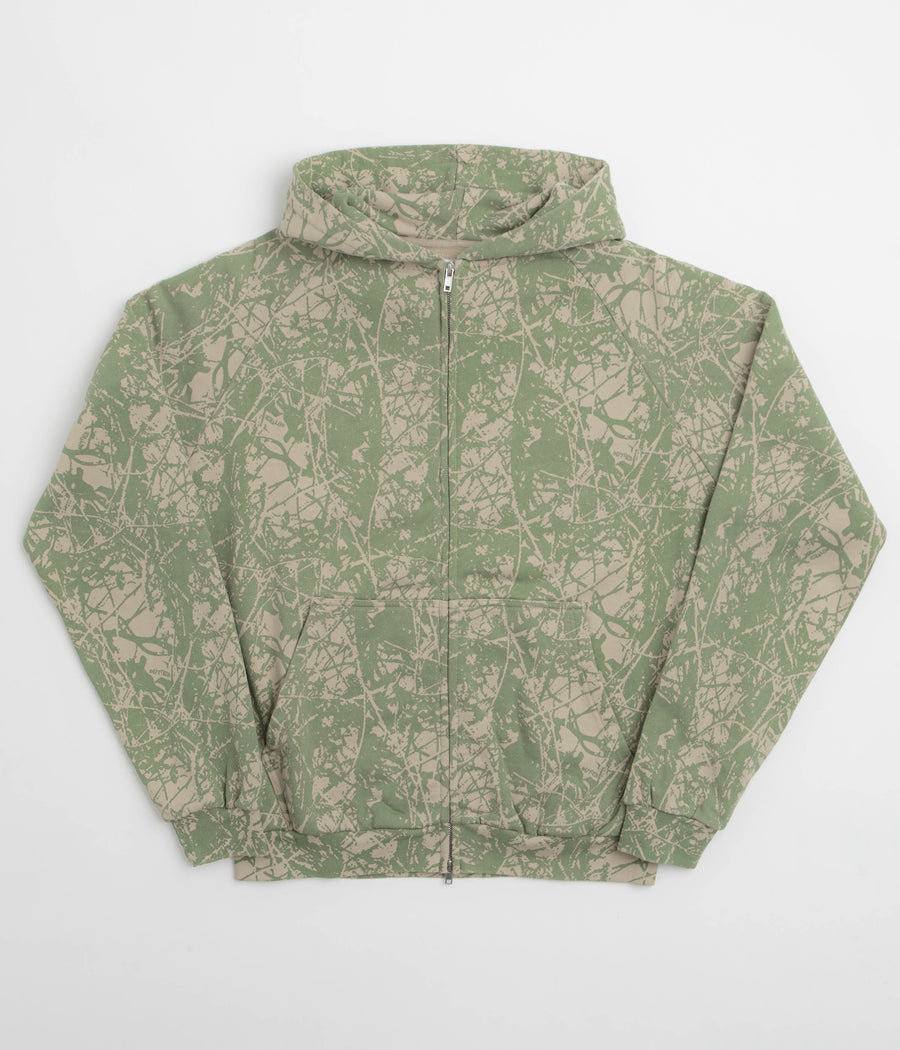 Butter Goods Woods Camo Zip-Thru Hoodie - Washed Sage