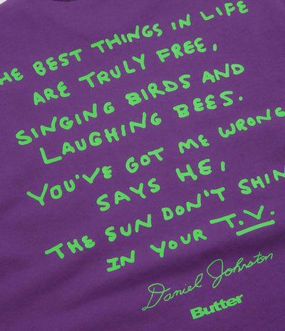 Butter Goods x Daniel Johnston Don't Be Scared T-Shirt in Grape