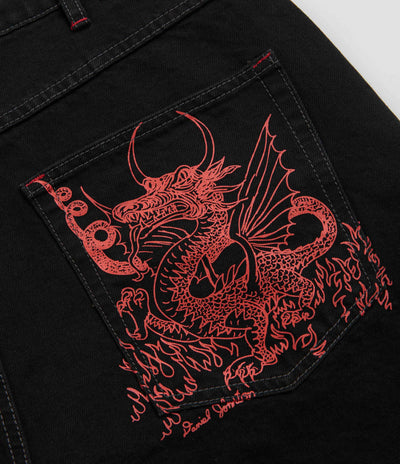 Butter Goods x Daniel Johnston Dragon Denim Shorts - Washed Black