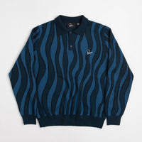 by Parra Aqua Weed Waves Knitted Polo Shirt in Multi thumbnail