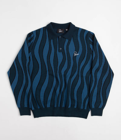 by Parra Aqua Weed Waves Knitted Polo Shirt in Multi