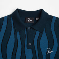 by Parra Aqua Weed Waves Knitted Polo Shirt in Multi thumbnail