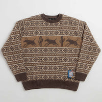 by Parra Cactus Bull Knitted Crewneck Sweatshirt - Brown thumbnail