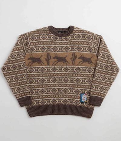 by Parra Cactus Bull Knitted Crewneck Sweatshirt - Brown