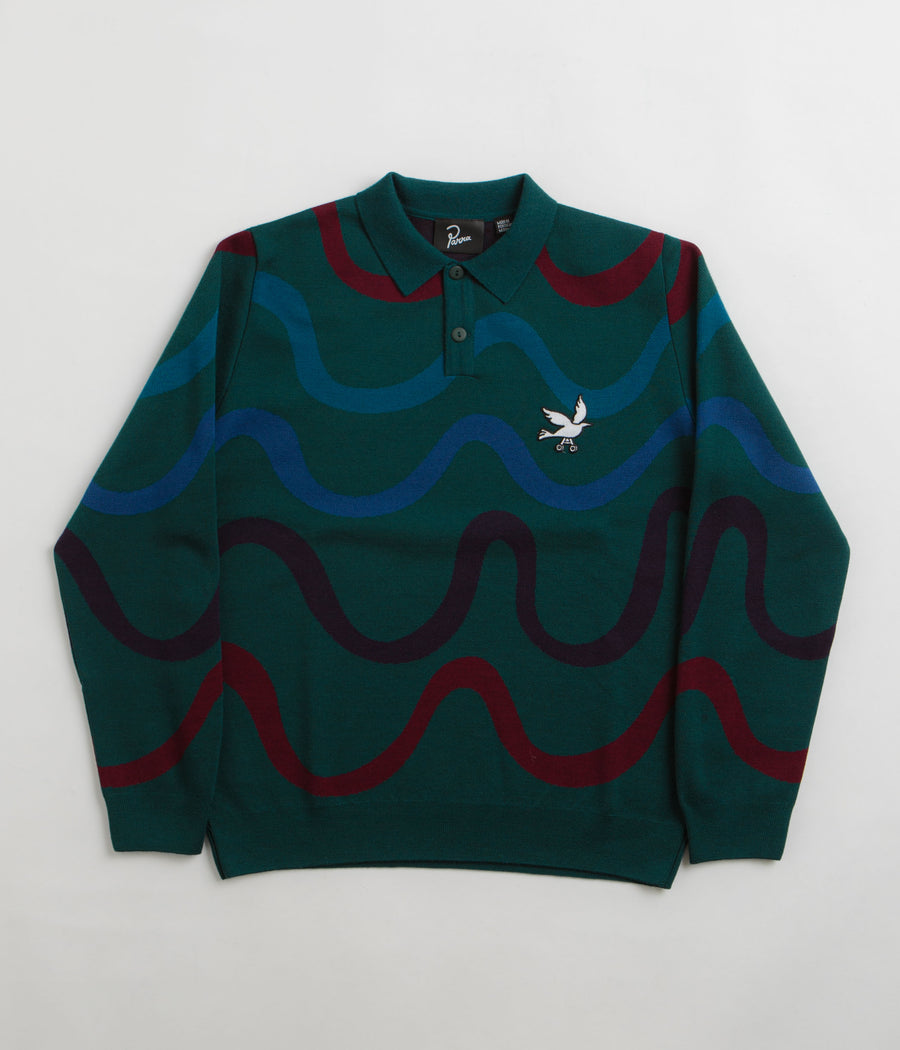 by Parra Colored Soundwave Knitted Polo Sweatshirt - Green