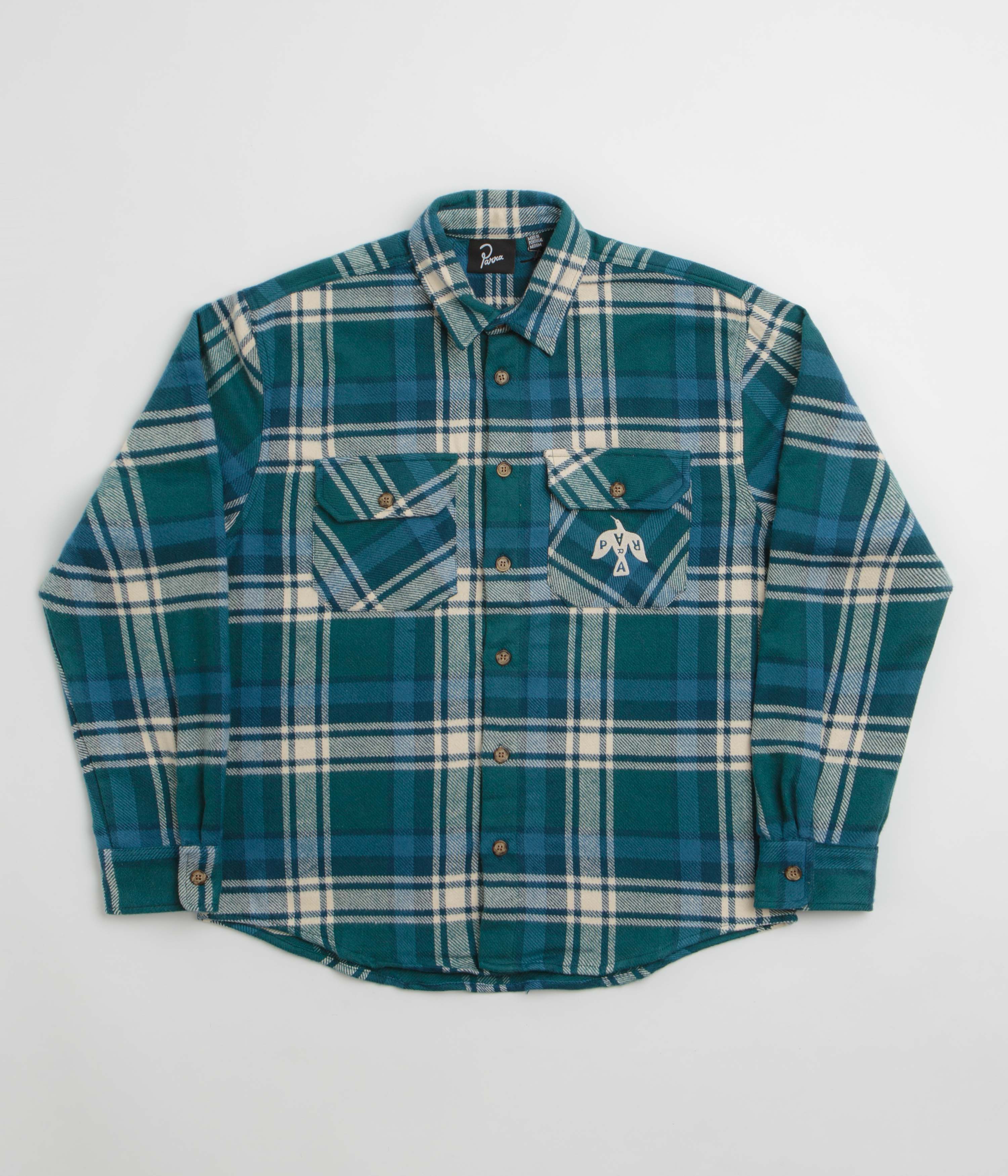 by Parra Crow Flannel Shirt in Pine Green