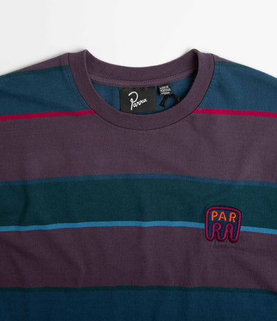 by Parra Fast Food Logo Striped T-Shirt - Aubergine | Flatspot